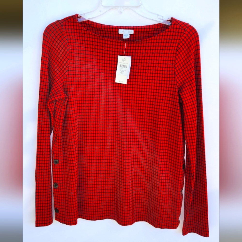 J. Jill Ponte Knit Top | Red & Black | Women's Size XSP NWT - Picture 11 of 12
